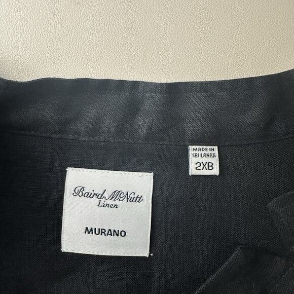 Baird McNutt Murano Linen Shirt Mens 2XB Black Mandarin Collar Button Up GUC - Picture 7 of 10